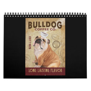 Funny Bulldog-Kaffee-Cup auf Head Bulldog-Lover Kalender