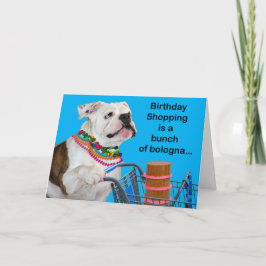 Funny Bulldog mit Perlhaufen Bologna Geburtstag Karte