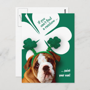 Funny Bulldog St. Patrick's Day Custom Postkarte