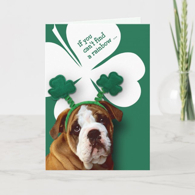Funny Bulldog St. Patrick's Day Grußkarte Karte (Vorderseite)