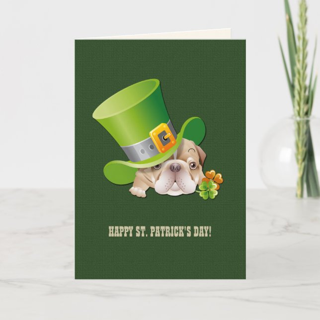 Funny Bulldog St. Patrick's Day Karte (Vorderseite)