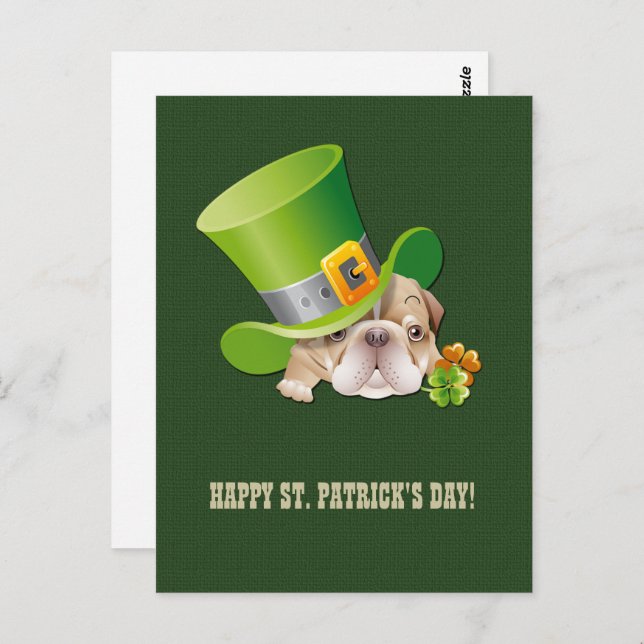 Funny Bulldog St.Patrick's Day Postcards Postkarte (Vorne/Hinten)