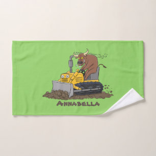 Funny Bulldozer Driving Cartoon Badhandtuch Set