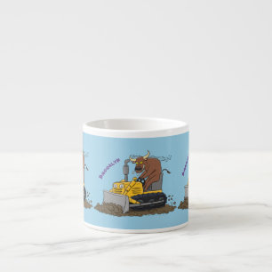 Funny Bulldozer Driving Cartoon Espressotasse