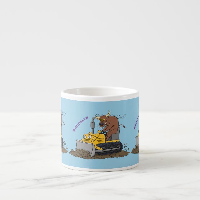 Funny Bulldozer Driving Cartoon Espressotasse (Vorderseite)