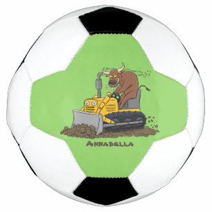 Funny Bulldozer Driving Cartoon Fußball