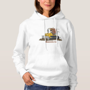 Funny Bulldozer Driving Cartoon Hoodie