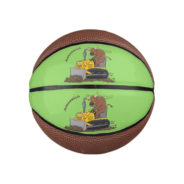 Funny Bulldozer Driving Cartoon Mini Basketball (Vorderseite)