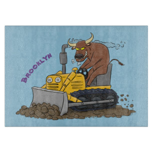 Funny Bulldozer Driving Cartoon Schneidebrett
