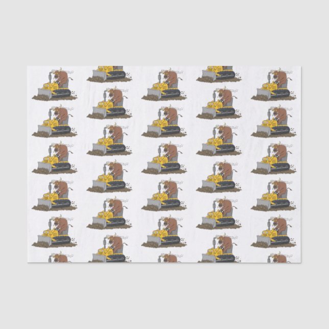 Funny Bulldozer Driving Cartoon Seidenpapier (Vorderseite)