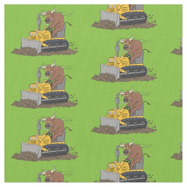 Funny Bulldozer Driving Cartoon Stoff (Nahaufnahme)