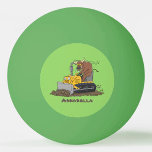 Funny Bulldozer Driving Cartoon Tischtennisball