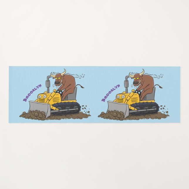 Funny Bulldozer Driving Cartoon Yogamatte (Vorderseite (Horizontal))