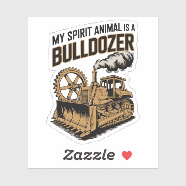Funny Bulldozer Spirit Vintage Minimalist Aufkleber (Blatt)