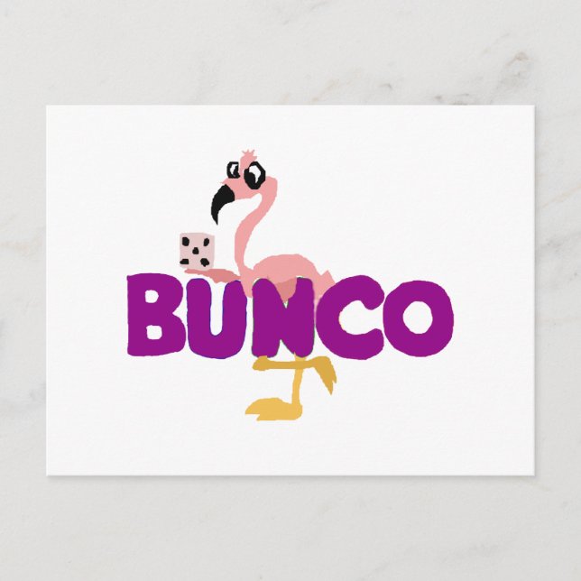 Funny Bunco Dice Game und Pink Flamingo Postkarte (Vorderseite)