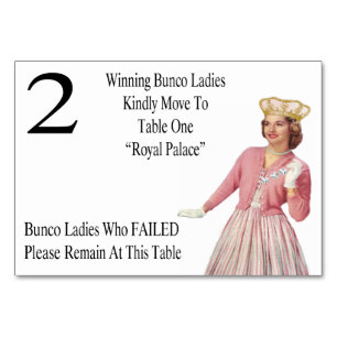 Funny Bunco Table Cards Queen #2 Tischnummer