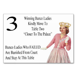 Funny Bunco Table Cards Queen #3 Tischnummer