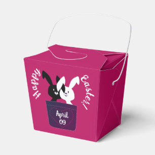Funny Bunnies Black and White Magenta Ostera Party Geschenkschachtel