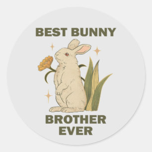 Funny Bunny, Best Bunny Brother Ever, Bunny Lover Runder Aufkleber