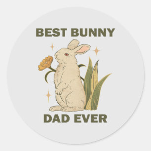 Funny Bunny, Best Bunny Vater Ever, Bunny Lover Runder Aufkleber