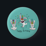 Funny Bunny Birthday Kids Button<br><div class="desc">Niedliche lustige Geburtstagsstuben sind niedlich für Kinder und jeden,  der ein Hase-Liebhaber ist! Kaninchen,  die hier sind,  um zu feiern!</div>