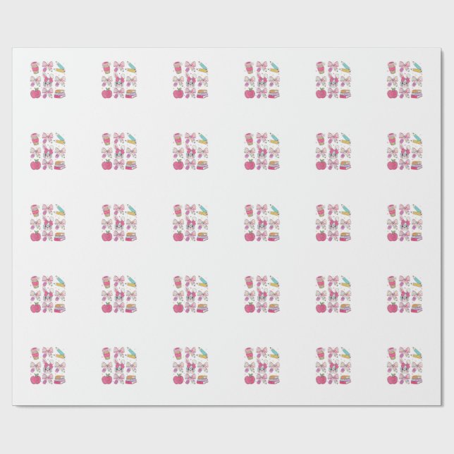 Funny Bunny Coquette Bow Rabbit Teacher Easter Ret Geschenkpapier (Flach)