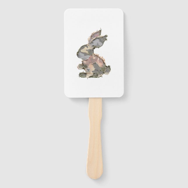 Funny Bunny Crochet Patchwork Camo Rabbit Happy Ea Fächer (Vorderseite)