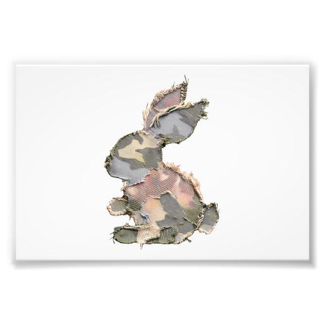 Funny Bunny Crochet Patchwork Camo Rabbit Happy Ea Fotodruck (Vorne)