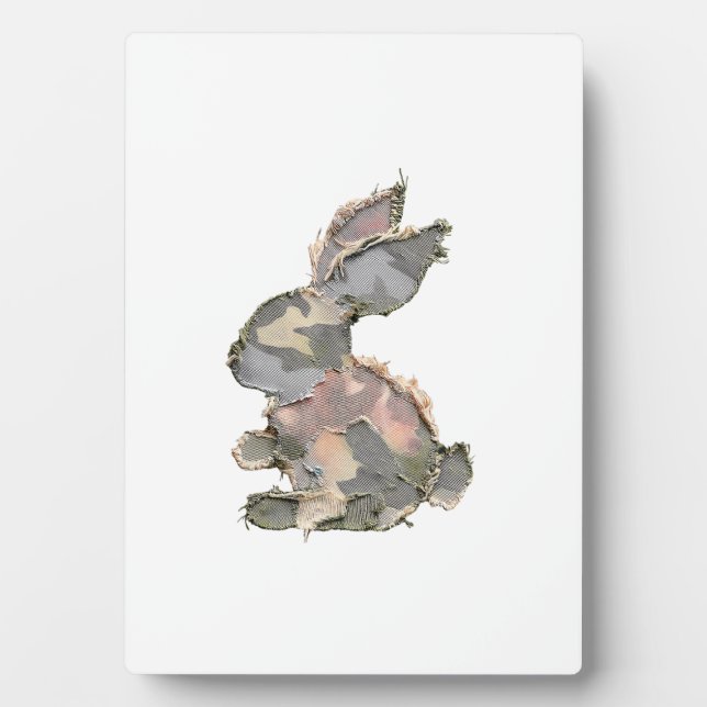 Funny Bunny Crochet Patchwork Camo Rabbit Happy Ea Fotoplatte (Vorderseite)