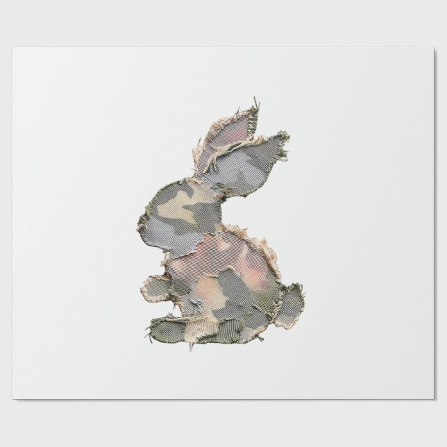 Funny Bunny Crochet Patchwork Camo Rabbit Happy Ea Geschenkpapier (Flach)