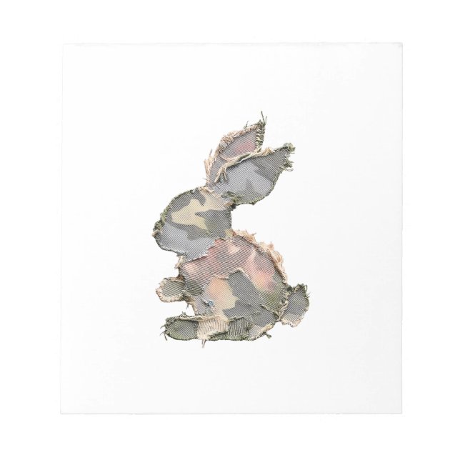 Funny Bunny Crochet Patchwork Camo Rabbit Happy Ea Notizblock (Vorderseite)