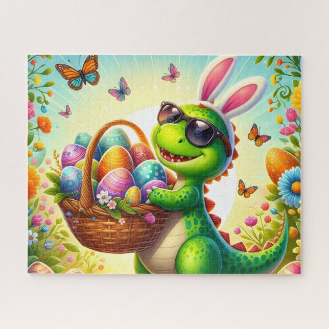 Funny Bunny Dino Easter Puzzle (Horizontal)