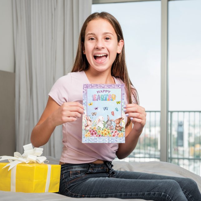 Funny Bunny Happy Easter Day Feiertagskarte (Von Creator hochgeladen)