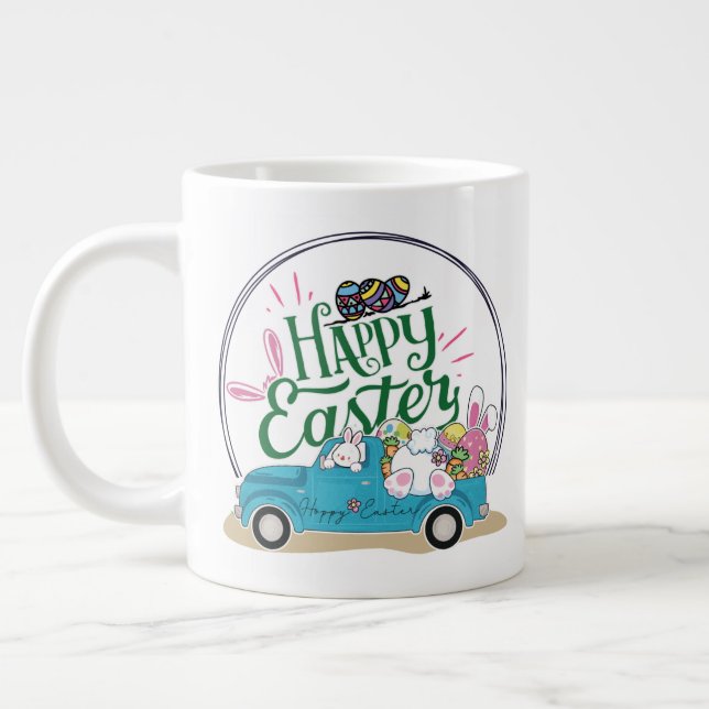 Funny Bunny Happy Easter Day Jumbo-Tasse (Links)
