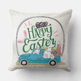 Funny Bunny Happy Easter Day Kissen