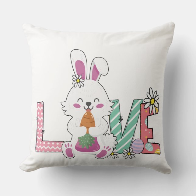 Funny Bunny Happy Easter Day Kissen (Vorderseite)