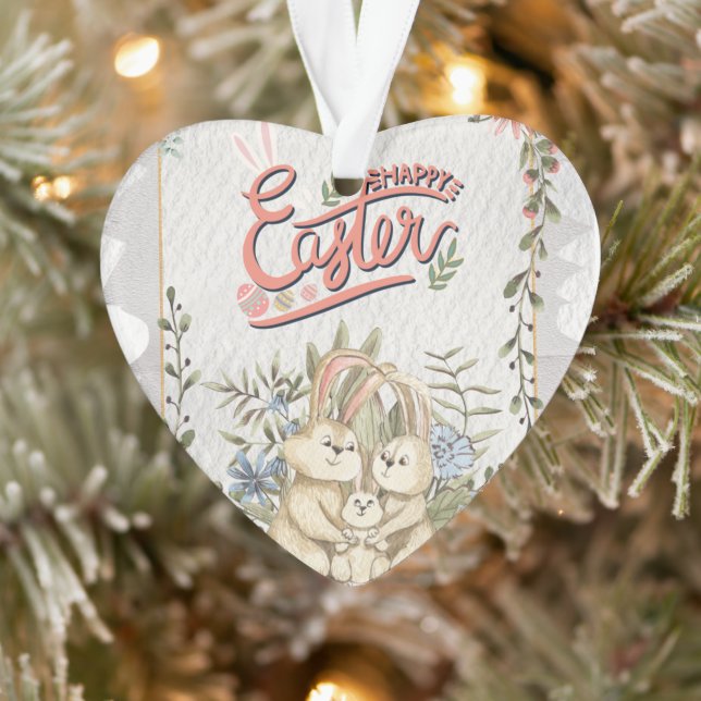 Funny Bunny Happy Easter Day Ornament (Baum)