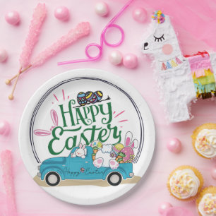 Funny Bunny Happy Easter Day Pappteller