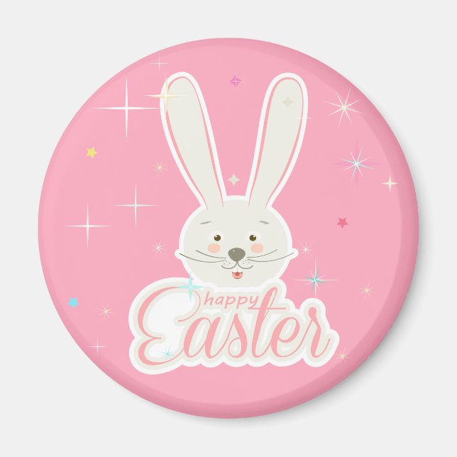 FUNNY BUNNY Happy Oaster Eggs Hunt Party Magnet (Vorne)