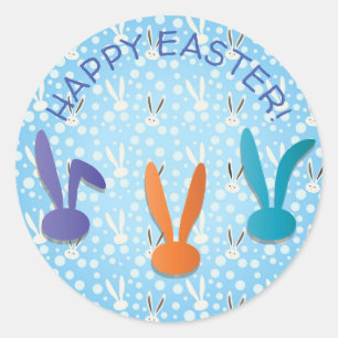 FUNNY BUNNY Hapy Ostereier Jagd Party Runder Aufkleber