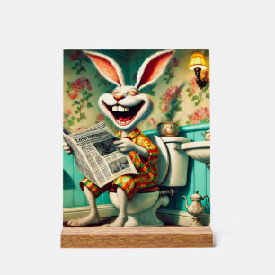 Funny Bunny on Toilet Bad Art Acrylschild