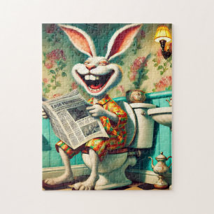 Funny Bunny on Toilet Bad Art Puzzle