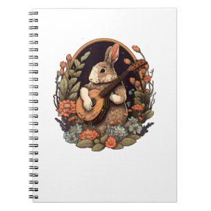 Funny Bunny Playing Banjo Gitarre Musik Rabbit Hap Notizblock