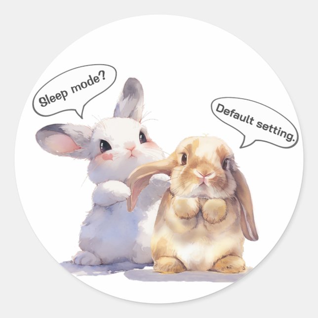 Funny Bunny sticker – Sleep Mode vs Default (Vorderseite)