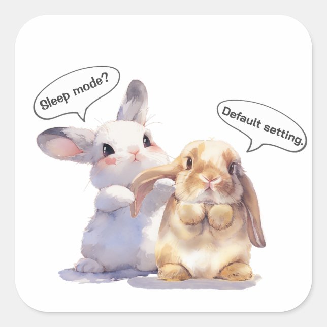 Funny Bunny sticker – Sleep Mode vs Default (Vorderseite)