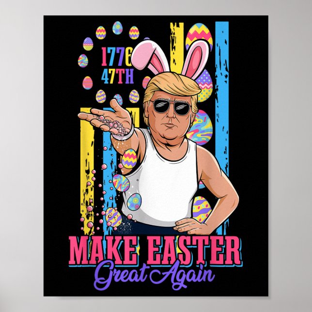 Funny Bunny Trump 47. Salt Bae Meme macht Ostern G Poster (Vorne)