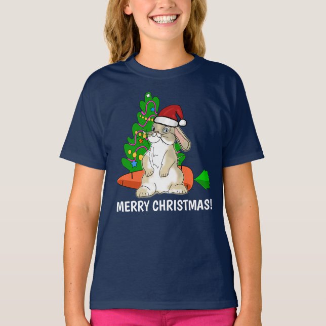 Funny Bunny Weihnachten Weihnachten individuell an T-Shirt (Vorderseite)