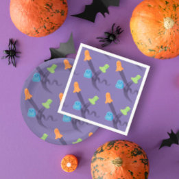 Funny bunt Geister in lila, Halloween-Party Serviette