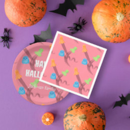 Funny bunt Geister in Rosa, Halloween-Party Serviette