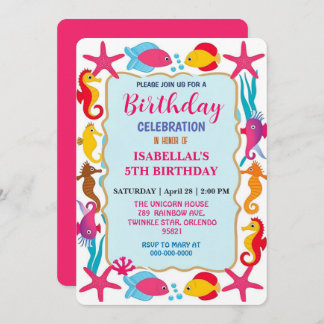 Funny bunt Seepferd star Fisch Geburtstagsparty Save The Date